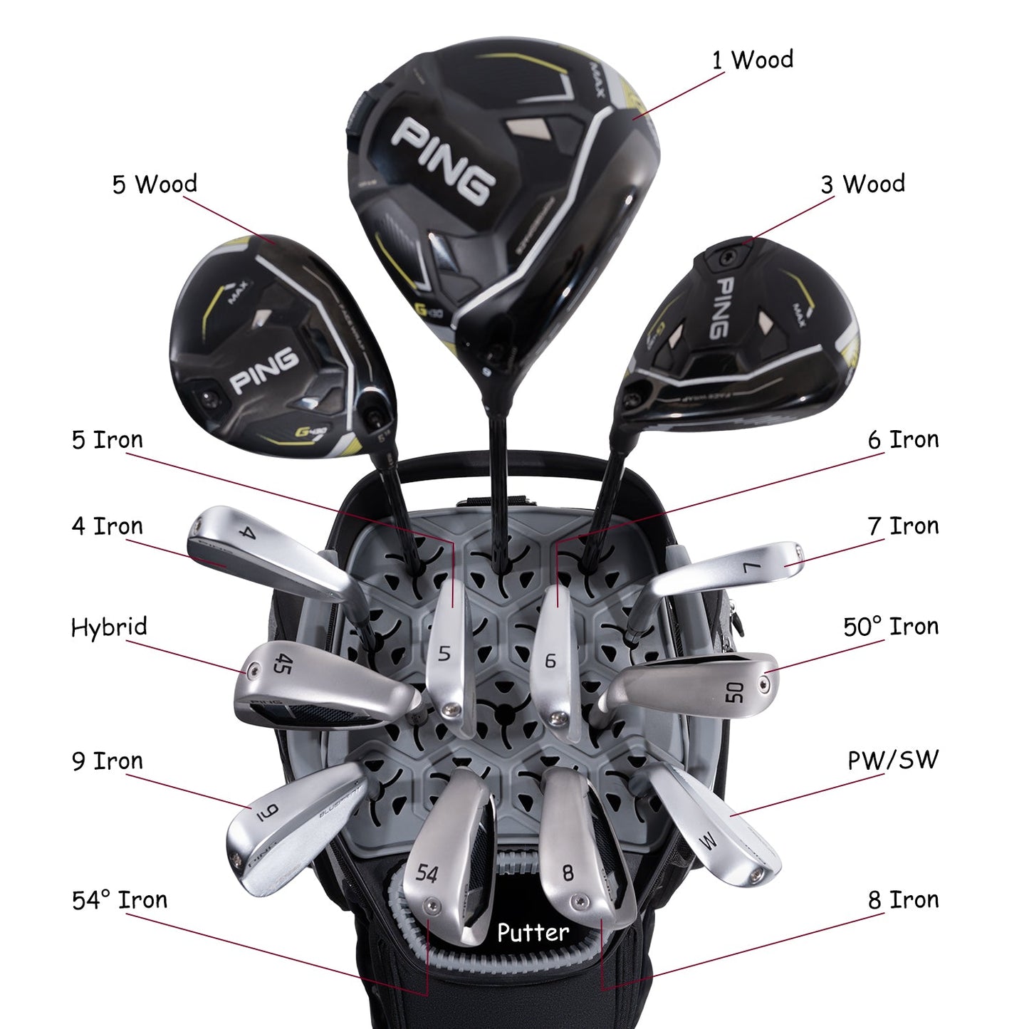 Ask Echo 2024 SLC-130 15 Way Full Length Dividers Golf Soundless Cart Bag / Black