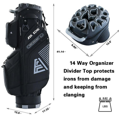 Ask Echo 2024 T-LOCK 14 Way Organizer Dividers Golf Soundless Cart Bag / All Color