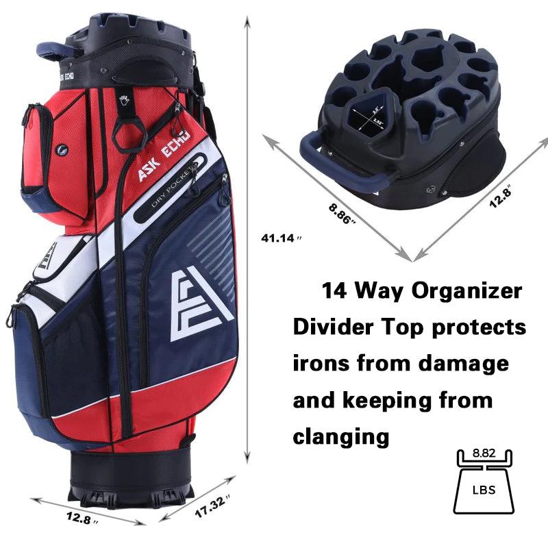 Ask Echo T-LOCK 2.0 14 Way Organizer Dividers Golf Soundless Cart Bag / All Color